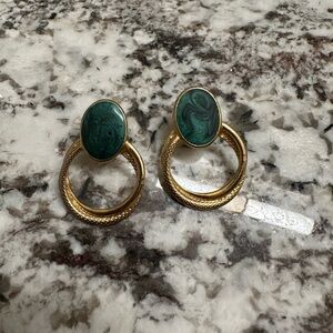 Elegant Gold and Green Earrings vintage